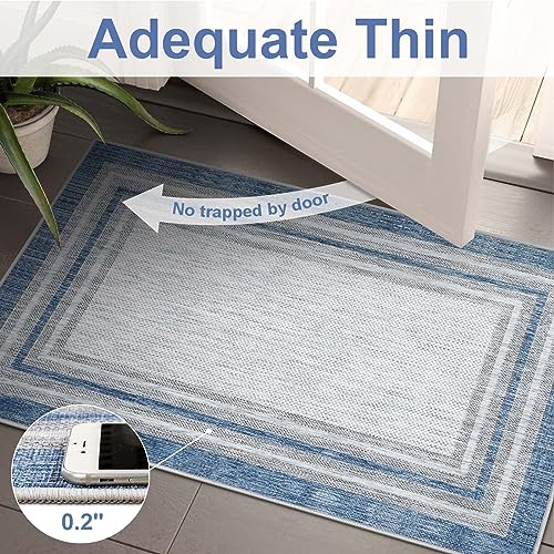 Beeiva Blue Kitchen Runner Rug, 2x5, Non Slip, Machine Washable, Non Shedding, Ideal for High-Traffic Areas - Image 3