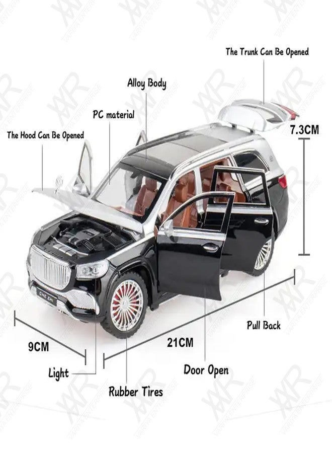 VARIYA ENTERPRISE® 1/24 Big Mercedes Maybach GLS600 Toy Car Metal Pull Back Diecast Car with Openable Door and Sound Light, Gifts Toys for Kids【 Black/Silver 】 - Image 2