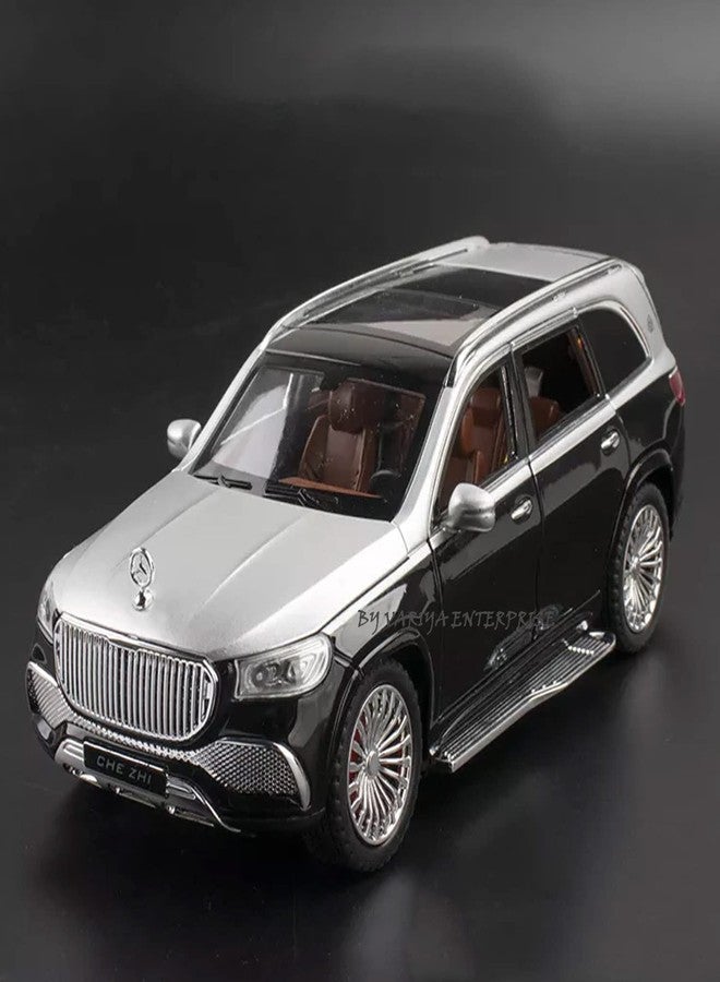VARIYA ENTERPRISE® 1/24 Big Mercedes Maybach GLS600 Toy Car Metal Pull Back Diecast Car with Openable Door and Sound Light, Gifts Toys for Kids【 Black/Silver 】 - Image 3