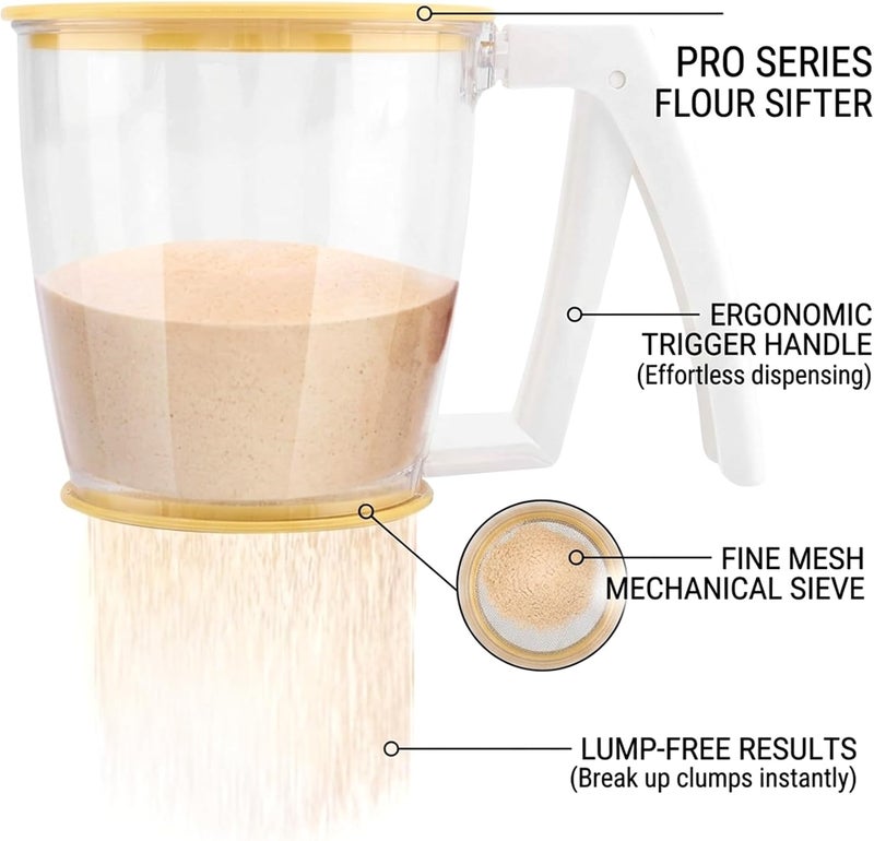 Cuisine Art Flour Sifter with Trigger Handle, One-Hand Sieve for Baking — Fine Mesh Sifter with Airtight Lid for Flour, Powdered Sugar, Cocoa & Spices — BPA-Free for Bakery, Pizzeria, Home & Culinary - Image 5