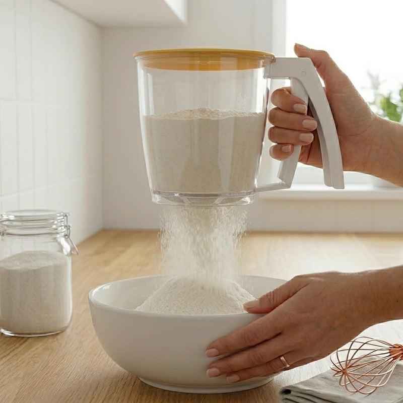 Cuisine Art Flour Sifter with Trigger Handle, One-Hand Sieve for Baking — Fine Mesh Sifter with Airtight Lid for Flour, Powdered Sugar, Cocoa & Spices — BPA-Free for Bakery, Pizzeria, Home & Culinary - Image 2