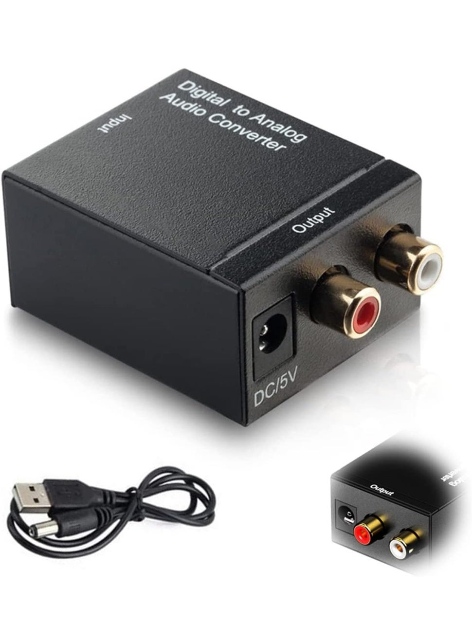 Digital to Analog Audio Converter, DAC SPDIF Optical to L/R RCA Adapter With Fiber and USB Cable for PS3 HD DVD PS4 Amp Apple TV Home Cinema
