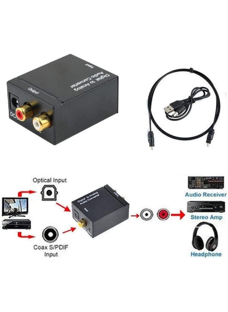 Meetion Digital to Analog Audio Converter, DAC SPDIF Optical to L/R RCA Adapter With Fiber and USB Cable for PS3 HD DVD PS4 Amp Apple TV Home Cinema  - Image 4
