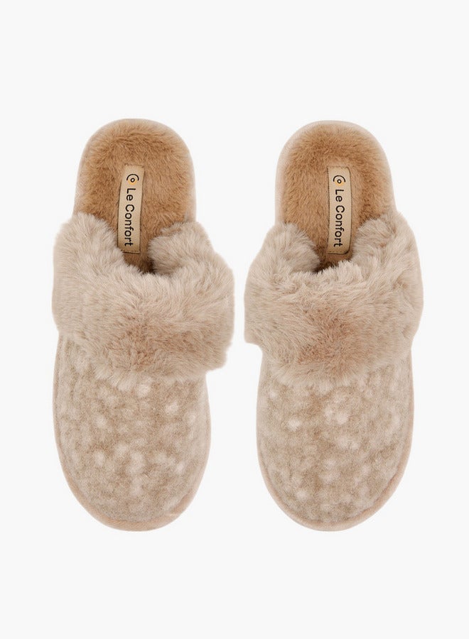 Le Confort Women's Closed Toe Faux Fur Bedroom Slippers  - Image 1
