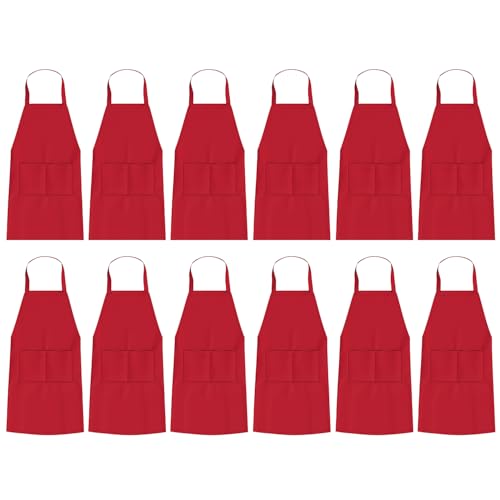 uniformer Apron for Men and Women | Durable & Stylish for Kitchen, Restaurant, Cafes | Ideal for Chefs, Bakers & Home Cooks | Easy to Clean | Unisex Design (Red_Pack of 12) - Image 2