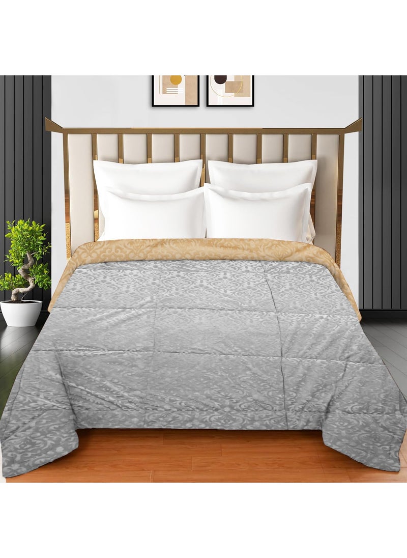 IVAZA IVAZA 2nd Gen 220 GSM Velvet Fabric Reversible Microfiber Filled Reversible AC ComforterBlanket for WinterQuiltDuvets for King Size Double Bed 230X250 cm Grey  - Image 1