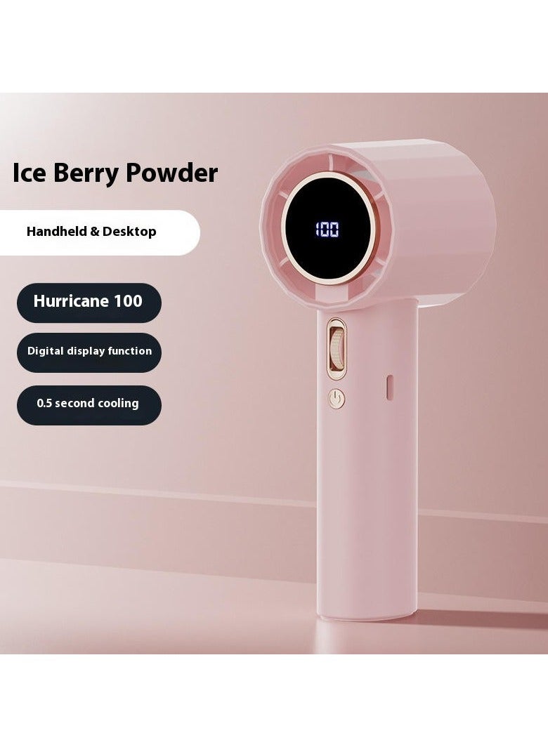 Small Wind Cannon High Speed 100 Level Silent Handheld Fan High Speed Violent Outdoor Charging Mini Portable USB Fan Pink Colour  - Image 2