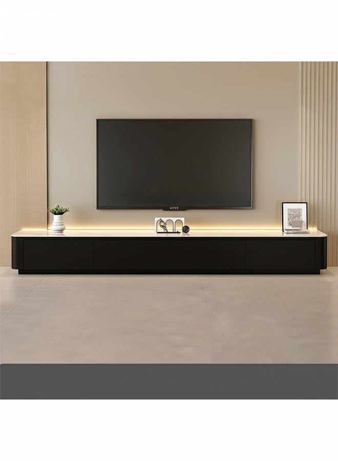 إن كي أكس غرفة معيشة عصرية، خزانة تلفزيون فاخرة جديدة بأربعة أدراج، سطحها من الرخام وقاعدتها من الجلد، بتصميم أنيق وبسيط، طولها 200 سم. - Image 1