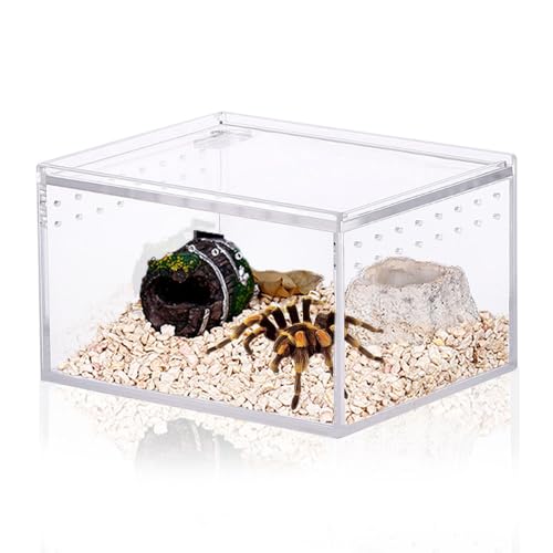 JOBEDE Small Acrylic Reptile Enclosure, No Assembly Small Reptile Breeding Box for Insect Tarantula Hermit Crab Jumping Spider (4x3.3X2.5 in) - Image 1