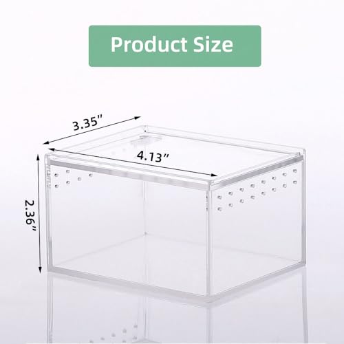 JOBEDE Small Acrylic Reptile Enclosure, No Assembly Small Reptile Breeding Box for Insect Tarantula Hermit Crab Jumping Spider (4x3.3X2.5 in) - Image 2