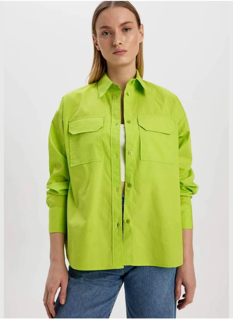 ديفاكتو Woman Woven Long Sleeve Shirt