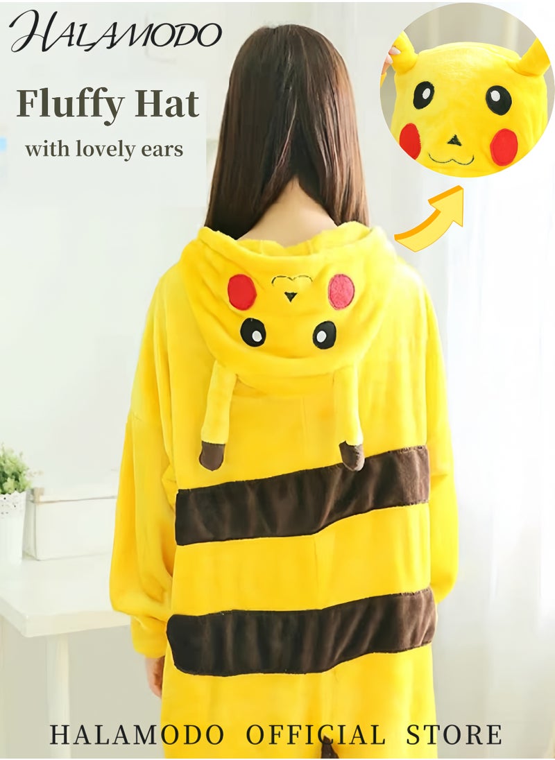 HALAMODO - Adults One Piece Pajamas Cartoon Animal Pattern Onesie Pajamas Eye Catching Cosplay Party Costume Ideal as Birthday Gift or Casual Sleepwear for Boys and Girls - Image 1