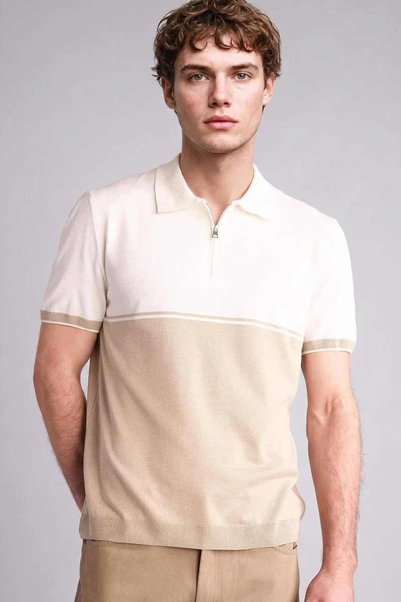 ديفاكتو Standard Fit Polo Collar Short Sleeve Polo T-Shirt