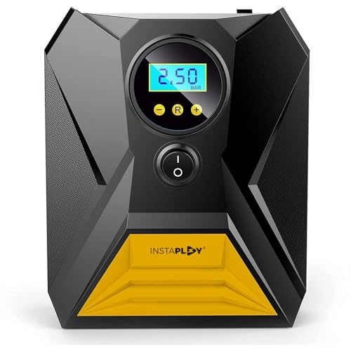 INSTAPLAY AIR Digital Tyre Inflator for Cars & Bikes | 150 PSI & 12V DC Portable Air Compressor Pump with LED Lights | Fast Inflation, Digital Pressure Gauge with Multiple Nozzle | Car Accessories - Image 1