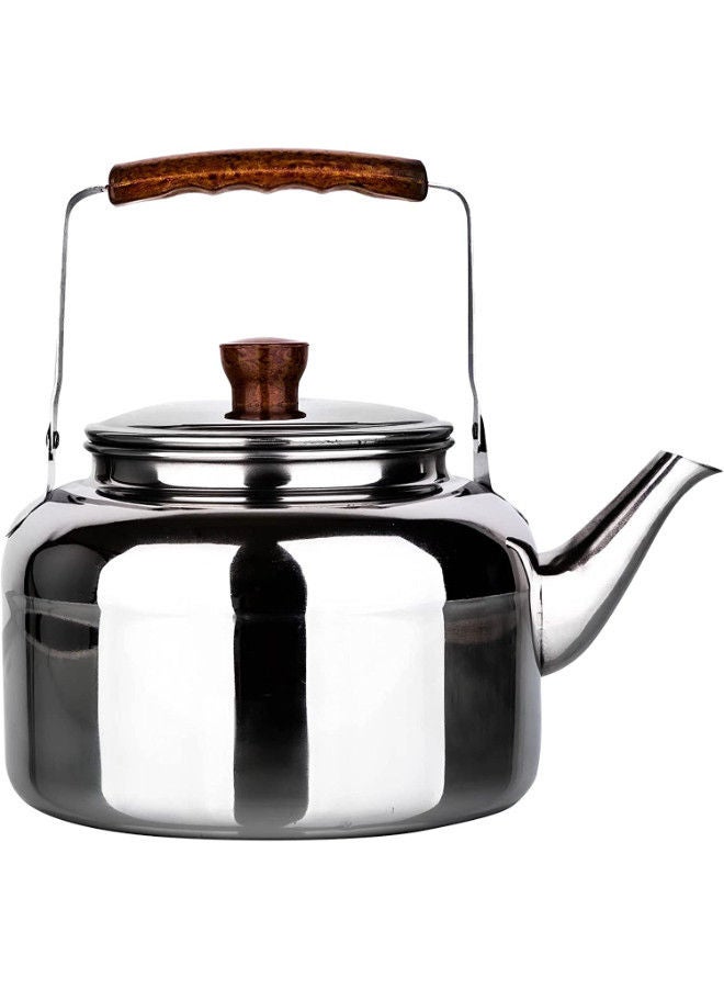 Bister Tea Kettle Stainless Steel 3 Liter Wooden Handle Silver Wide Mouth Stovetop - Image 1
