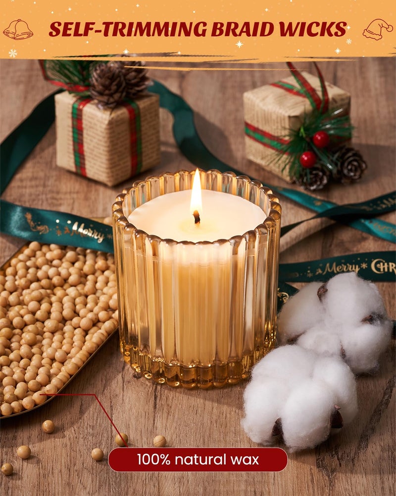 M&SENSE Frosted Pine Amber Scented Candles, 9.2 Oz 60 Hours Burning Time Soy Candle, Christmas Fall Gifts for Home Decor, Up to, Natural Soy Wax Relaxing Aromatherapy Candle - Image 3