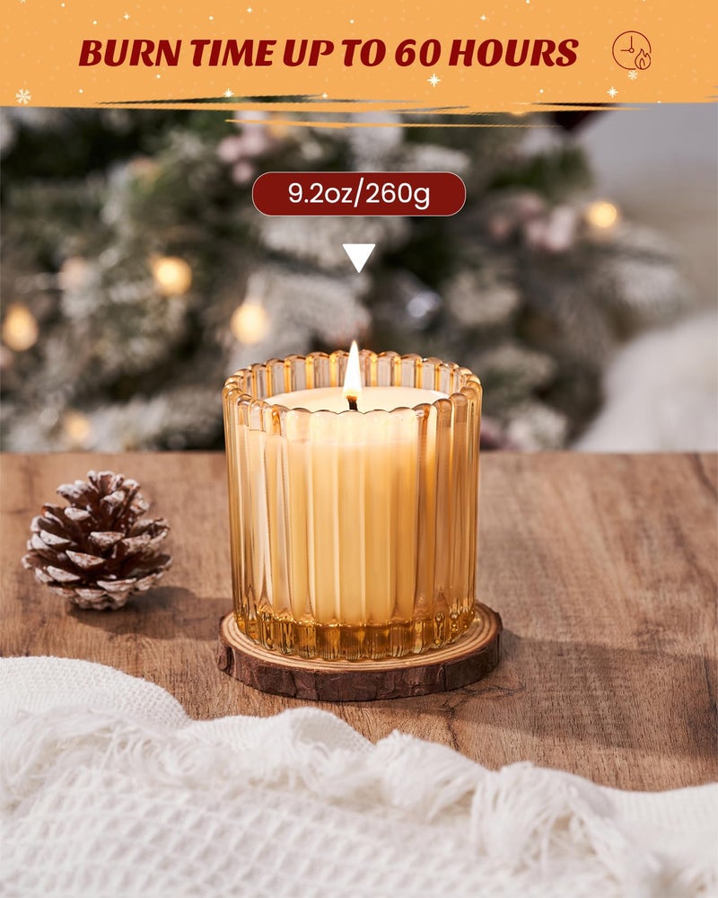 M&SENSE Frosted Pine Amber Scented Candles, 9.2 Oz 60 Hours Burning Time Soy Candle, Christmas Fall Gifts for Home Decor, Up to, Natural Soy Wax Relaxing Aromatherapy Candle - Image 4