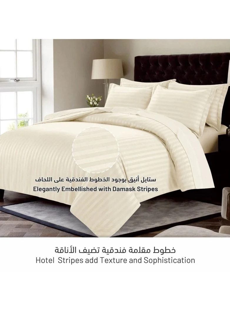 Donetella 6-Piece Hotel Style Duvet Cover Set Without Filler Double Size King Cream