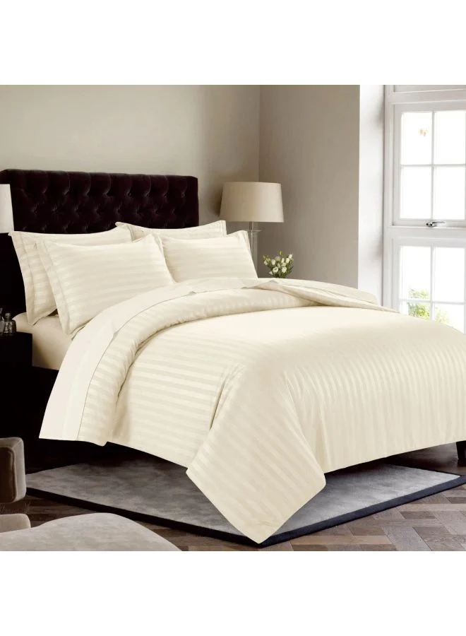 Donetella 6-Piece Hotel Style Duvet Cover Set Without Filler Double Size King Cream