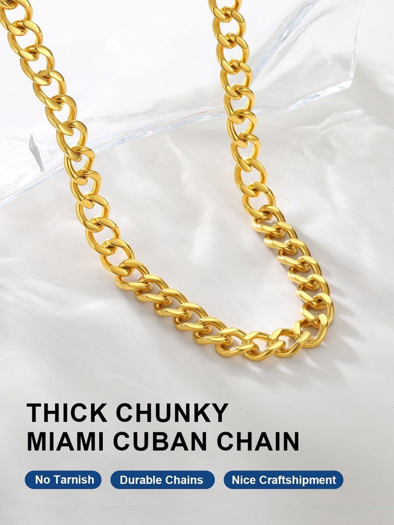 ChainsPro Thick Chunky 14k Gold Necklaces for Women,Stainless Steel Small Gold Chain Necklace Chokers Cuban Links Gold Chain, Punk Hip Hop Trendy Non Tarnish Jewelry Gifts for Her 12mm 20inches - Image 4