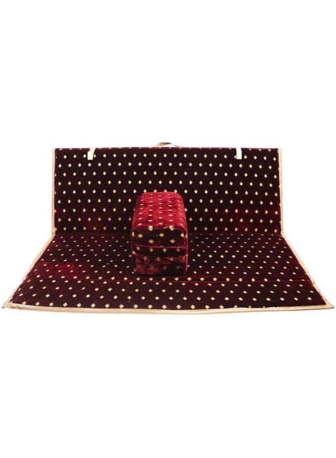 سمارت هوم مجموعة جلوس أرضية تراثية مكونة من 9 قطع مناسبة للسفر والرحلات البرية والحديقة , طقم فرشة تخييم ارضية مع اربع مراكى و 4 كراسي وبساط من القماش عالي الجودة يكفي ل 8 أشخاص (قماش تركي) - Image 5