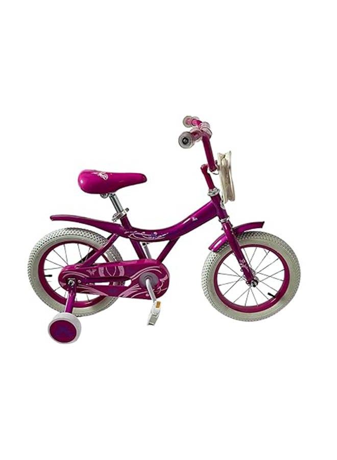 AL BADER Freestyle Kids Bike 14 Inch Bicycle for Girls Ages 5-7 Years, Pink Color, With Trainig Wheels, White Air Tires, With Small Bag, Hand & Foot Brakes. - Image 1