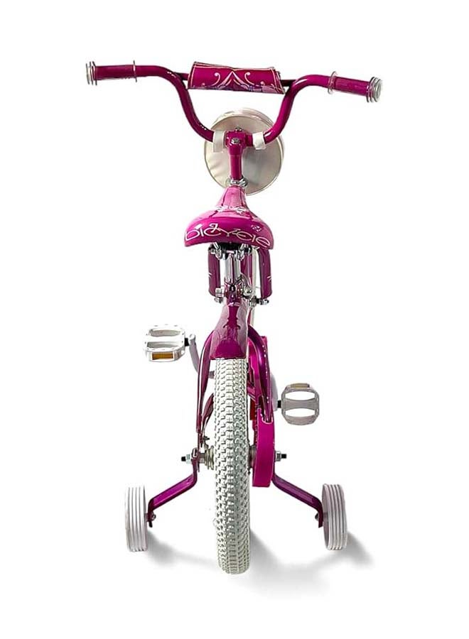 AL BADER Freestyle Kids Bike 14 Inch Bicycle for Girls Ages 5-7 Years, Pink Color, With Trainig Wheels, White Air Tires, With Small Bag, Hand & Foot Brakes. - Image 4