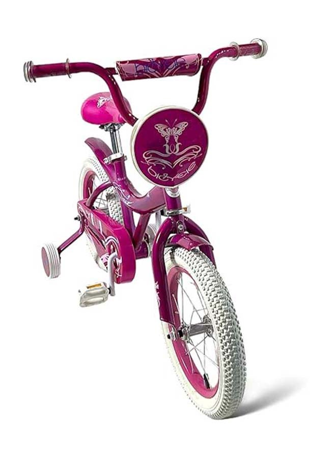 AL BADER Freestyle Kids Bike 14 Inch Bicycle for Girls Ages 5-7 Years, Pink Color, With Trainig Wheels, White Air Tires, With Small Bag, Hand & Foot Brakes. - Image 2