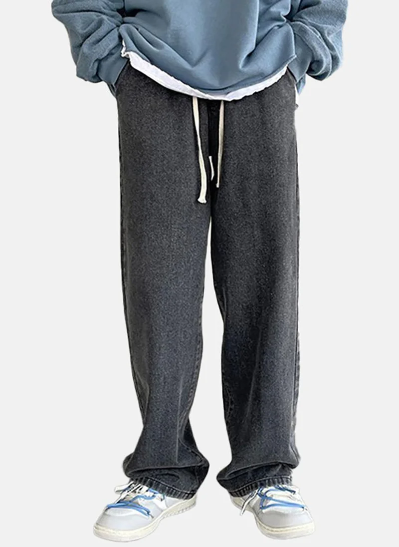 يونيكي Grey Solid Mid Rise Relaxed Fit Jeans