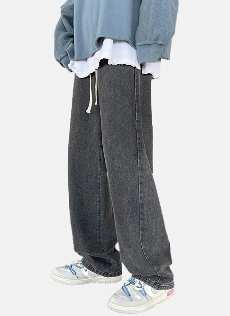 يونيكي Grey Solid Mid Rise Relaxed Fit Jeans