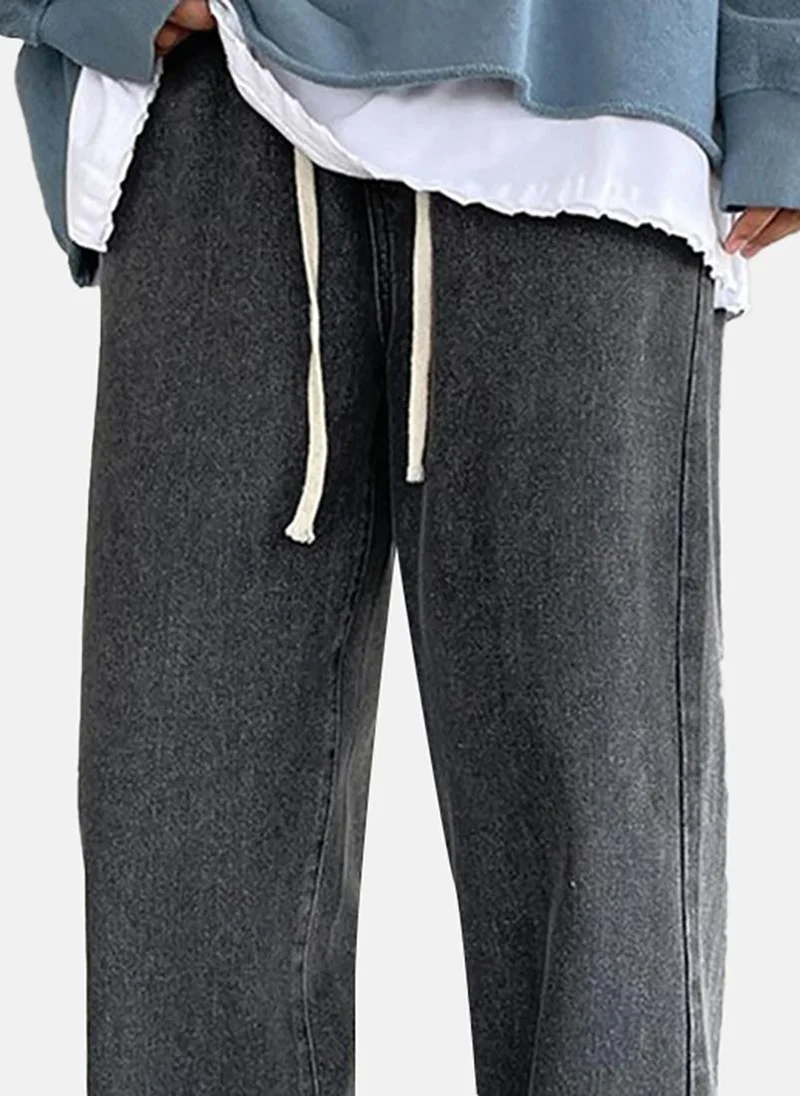 YUNIQEE Grey Solid Mid Rise Relaxed Fit Jeans