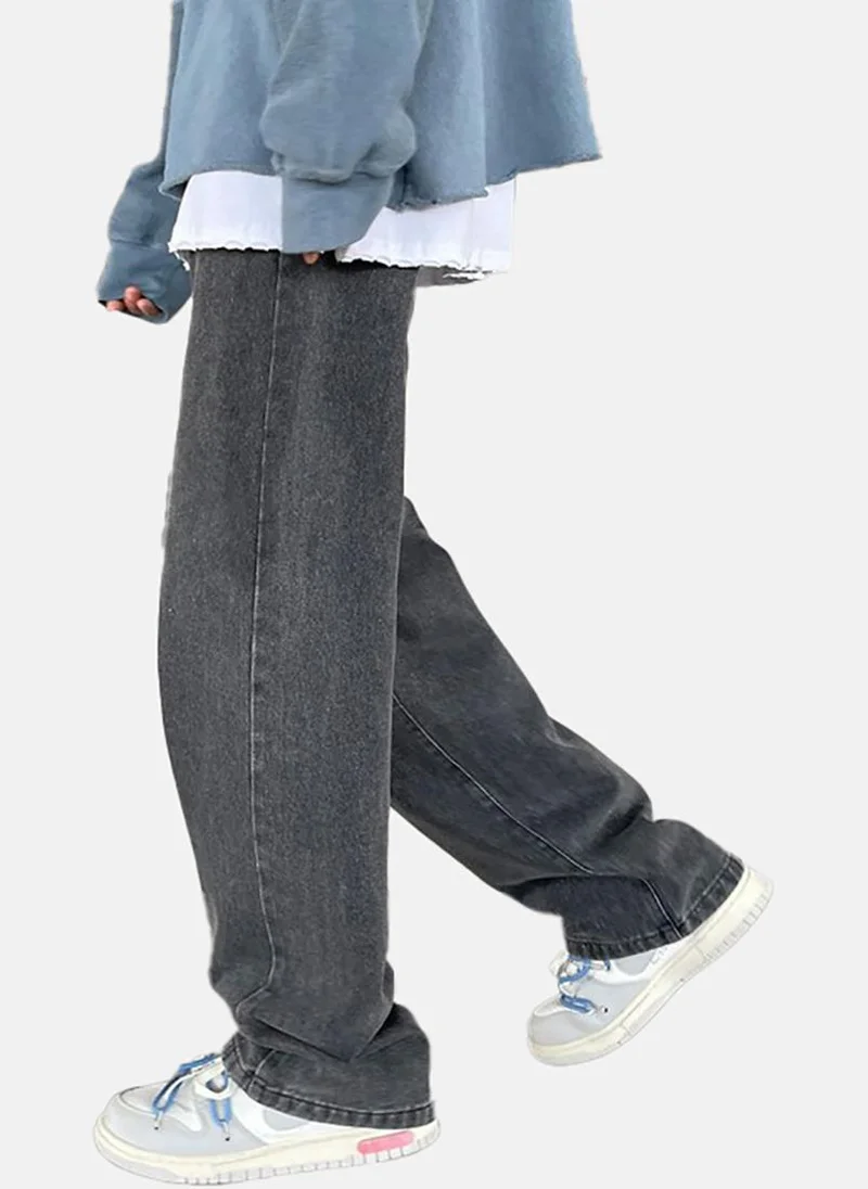 YUNIQEE Grey Solid Mid Rise Relaxed Fit Jeans
