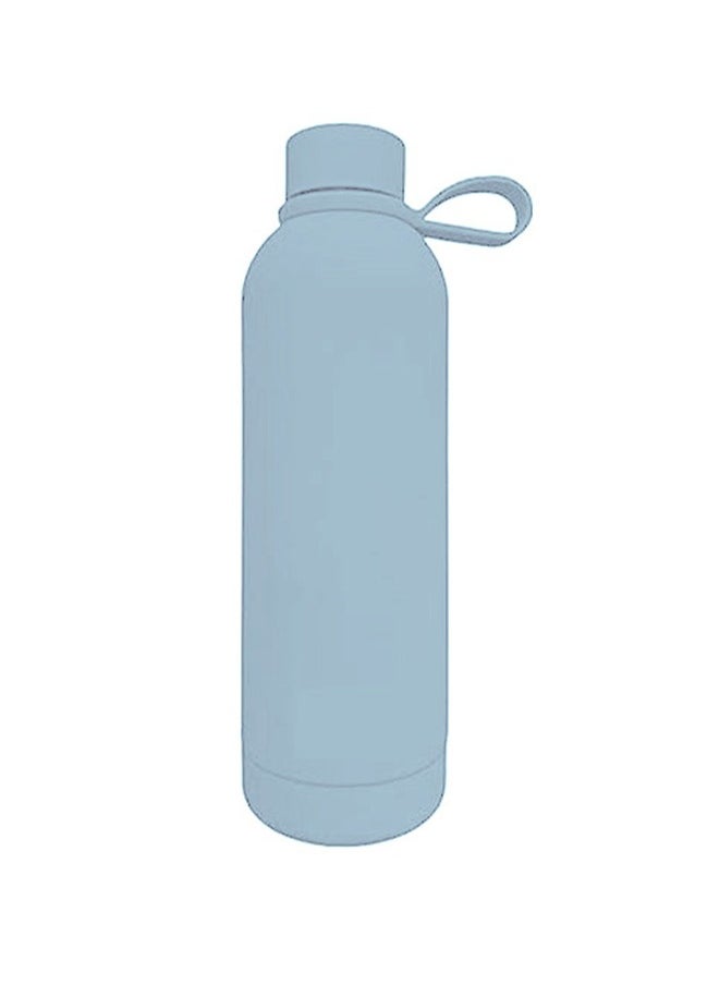 JoyousSto Stainless Steel  insulated Thermos soft touch with neck tags travel water bottle Long Lasting Hot or Cold Drinks light blue 500ml  - Image 1