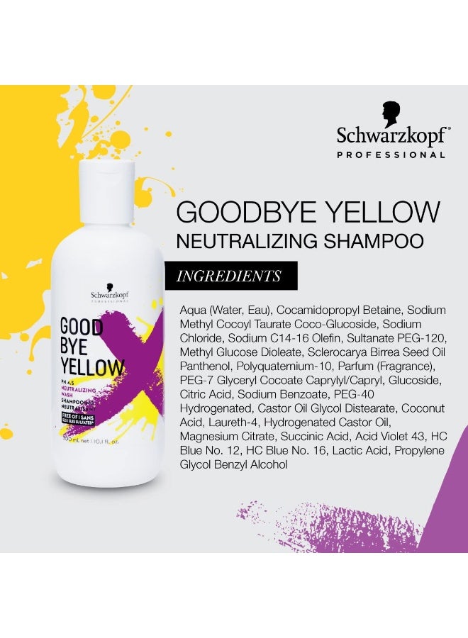 Schwarzkopf Goodbye Yellow Neutralizing Wash Shampoo – Color Balancing for Brassy and Yellow Tones – Cleansing Vegan Hair Care with Purple and Blue Pigments, 300 ml - Image 3