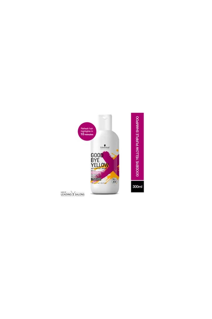 Schwarzkopf Goodbye Yellow Neutralizing Wash Shampoo – Color Balancing for Brassy and Yellow Tones – Cleansing Vegan Hair Care with Purple and Blue Pigments, 300 ml - Image 1