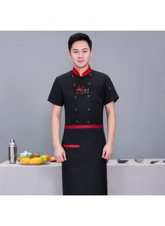 NIBEMINENT Short Sleeve Kitchen Uniform Black Chef Jacket grey Cook Coat Chef T-shirt Baker Work Uniform Waiter Restaurant Hotel Clothes  - Image 1