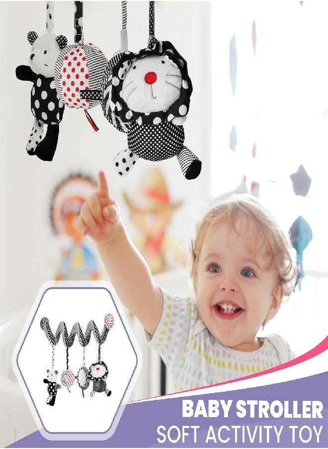 Genius Baby Toys - Black & White Sensory Spiral - Infant Car Seat, Crib Bar, Baby Stroller Soft Activity Toy - Image 1