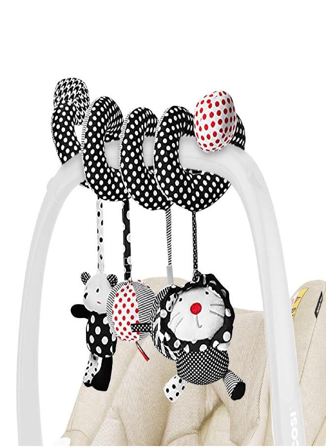 Genius Baby Toys - Black & White Sensory Spiral - Infant Car Seat, Crib Bar, Baby Stroller Soft Activity Toy - Image 1