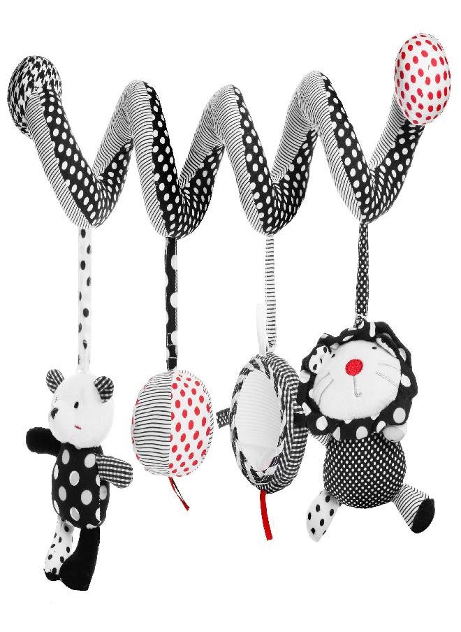 Genius Baby Toys - Black & White Sensory Spiral - Infant Car Seat, Crib Bar, Baby Stroller Soft Activity Toy - Image 1