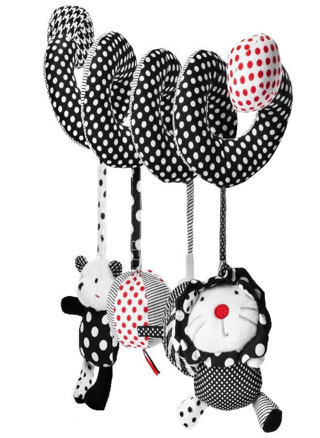 Genius Baby Toys - Black & White Sensory Spiral - Infant Car Seat, Crib Bar, Baby Stroller Soft Activity Toy - Image 1