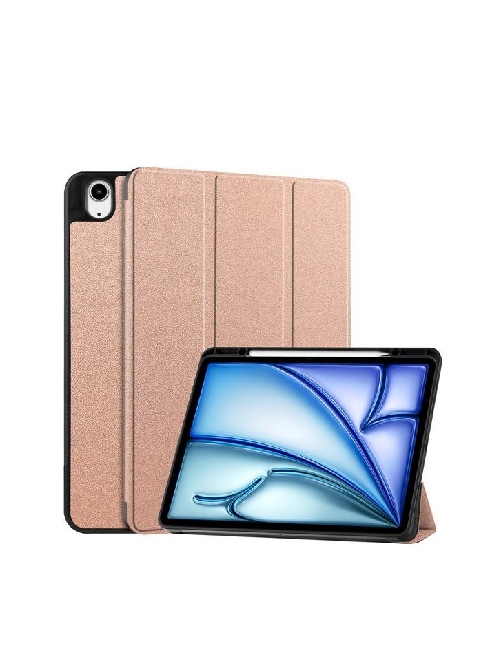 Case for iPad Air 11 inch M2 2024 iPad Air 5 4 10.9 2022 2020 Generation with Pencil Holder Smart Cover Soft TPU Back Black Rose Gold Leather - Image 1