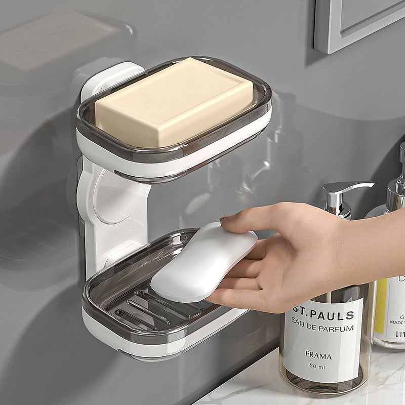 Soap Holder for Shower, Dual-Mode Bar Soap Stand, Wall-Mounted Soap Rack, Double Layer for Bathroom and Kitchen - Image 1