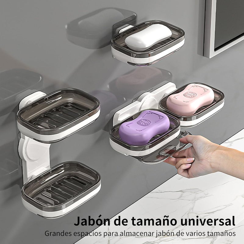 Soap Holder for Shower, Dual-Mode Bar Soap Stand, Wall-Mounted Soap Rack, Double Layer for Bathroom and Kitchen - Image 3