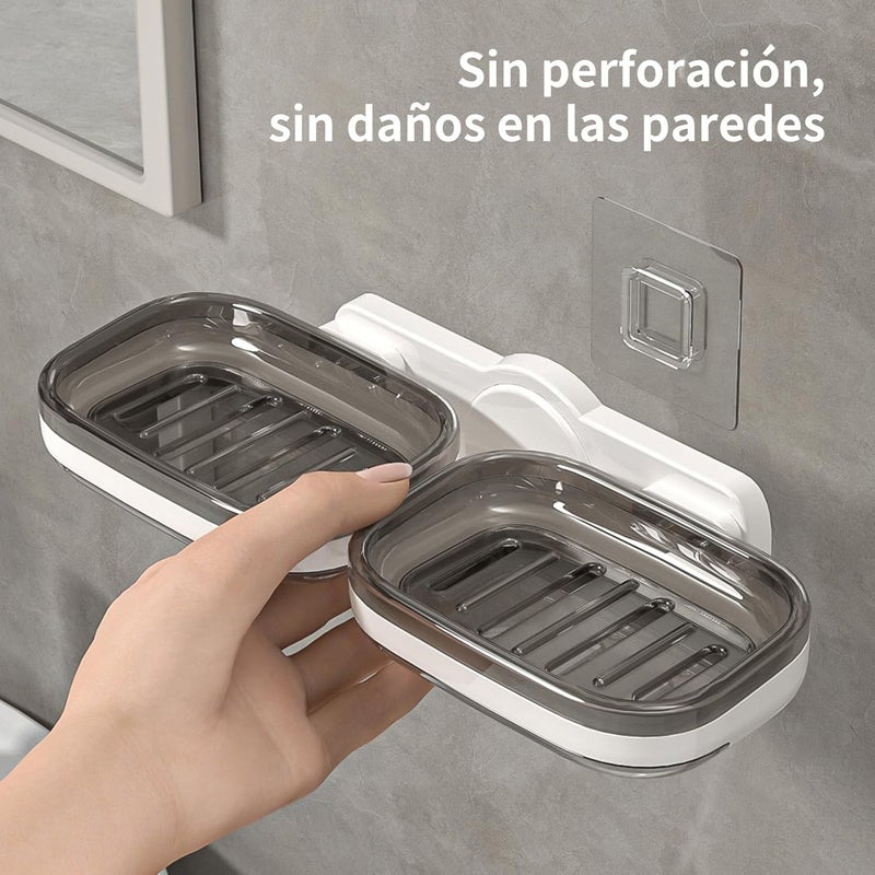 Soap Holder for Shower, Dual-Mode Bar Soap Stand, Wall-Mounted Soap Rack, Double Layer for Bathroom and Kitchen - Image 5