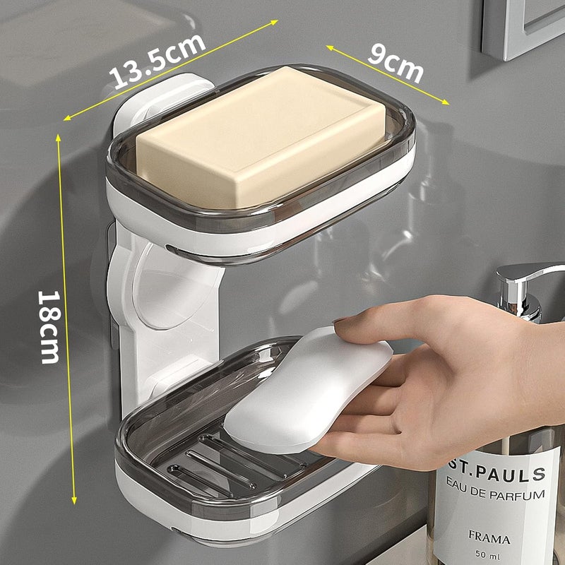 Soap Holder for Shower, Dual-Mode Bar Soap Stand, Wall-Mounted Soap Rack, Double Layer for Bathroom and Kitchen - Image 2
