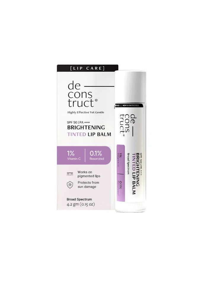 Deconstruct Brightening Tinted Lip balm for Dark Lips | SPF 50 | Brightens Dark Lips & Moisturizes | SPF 50 for Sun Damage & Discoloration | For Women & Men daily + - (4.2g) - Image 1