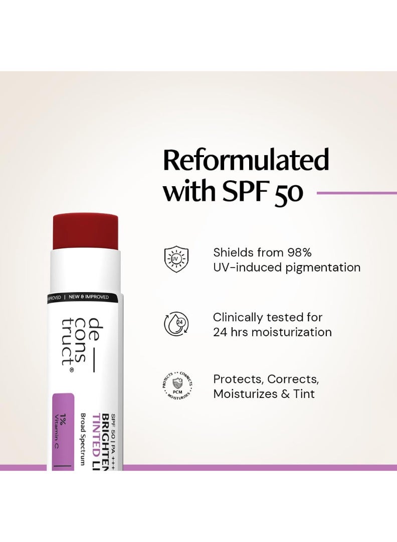 Deconstruct Brightening Tinted Lip balm for Dark Lips | SPF 50 | Brightens Dark Lips & Moisturizes | SPF 50 for Sun Damage & Discoloration | For Women & Men daily + - (4.2g) - Image 2