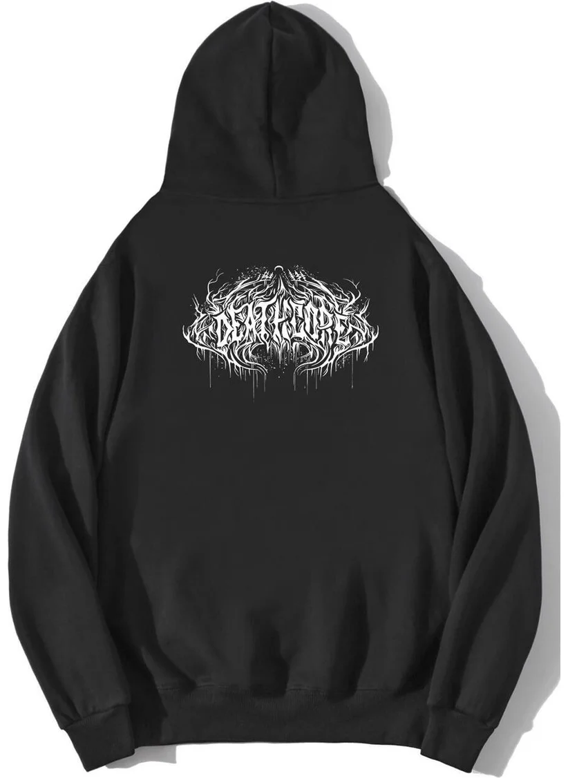 بي ار زد كولكشن Unisex Oversize Deathcore Lettering Sweatshirt Hoodie