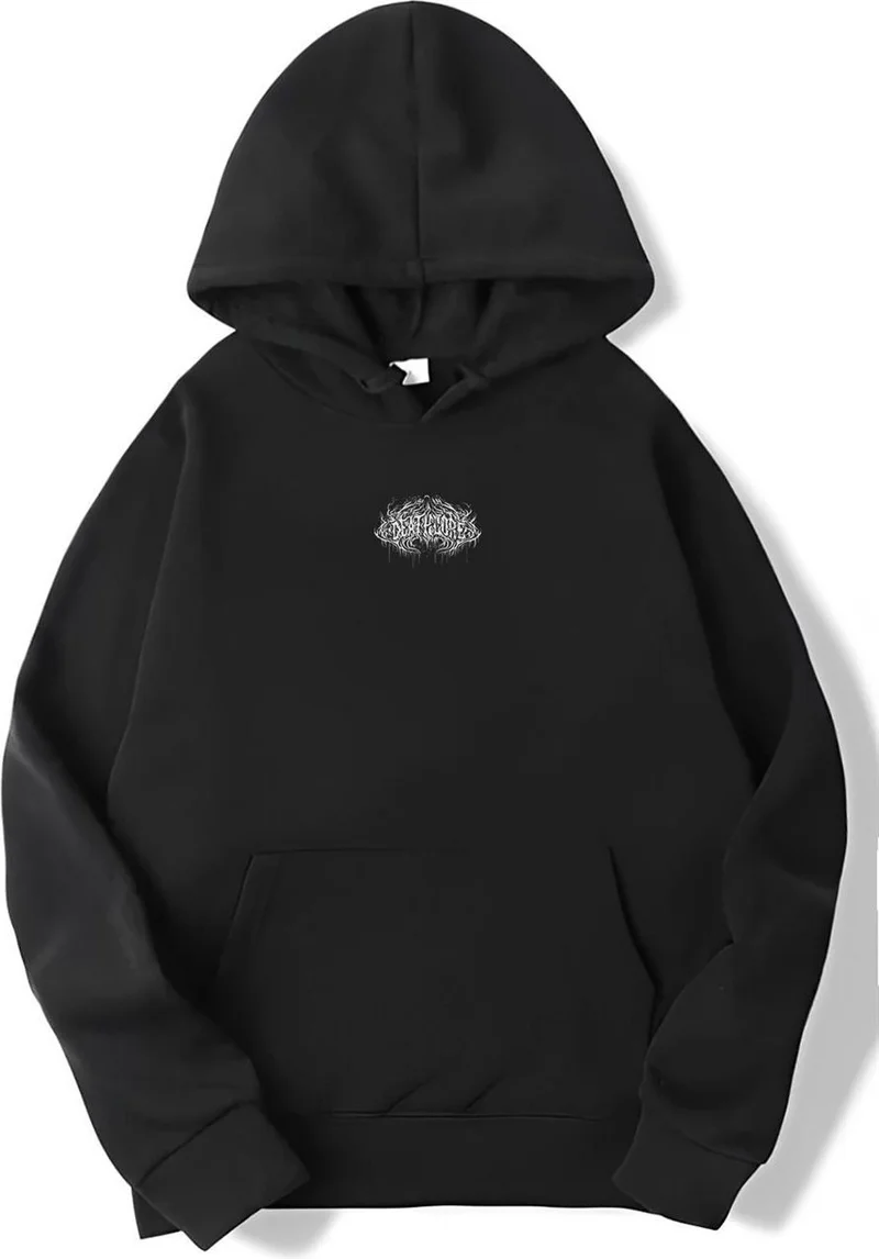 بي ار زد كولكشن Unisex Oversize Deathcore Lettering Sweatshirt Hoodie