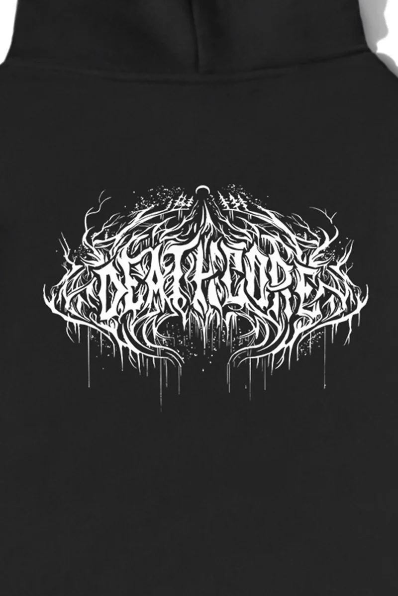 بي ار زد كولكشن Unisex Oversize Deathcore Lettering Sweatshirt Hoodie